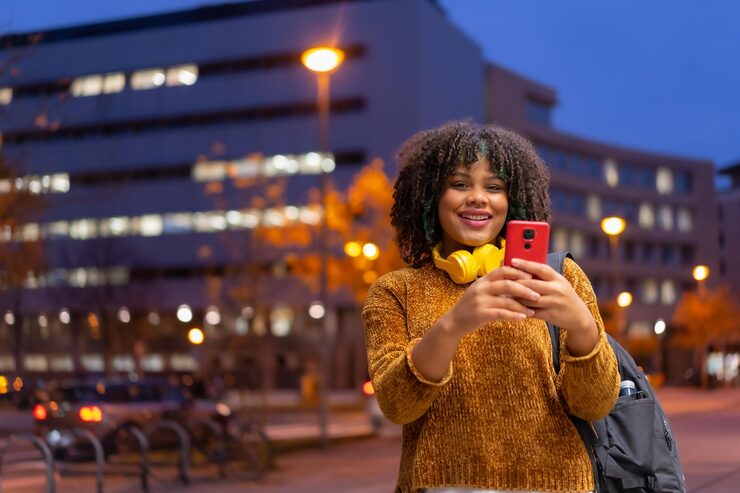 portrait black ethnic girl early morning going university way back school 242111 31205